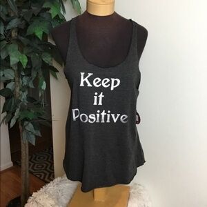 Women's SO Keep It Positive Tank Top Gray/White Size M